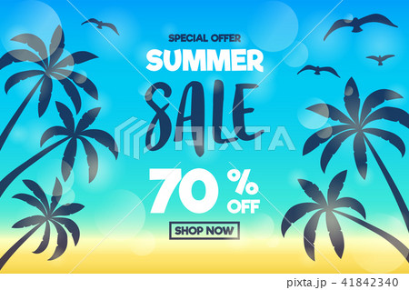Banner with palms for Summer Sale. Vector. 41842340