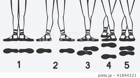 ballerina in pointe shoes. five ballet positions ballerina in pointe shoes. five ballet positions 41844321