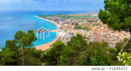 Coast beach resort Blanes, castle San Juan, Spain 41846025