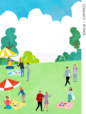 Vector - Open air festival background, group of people partying illustration 011 Vector - Open air festival background, group of people partying illustration 011 41849923