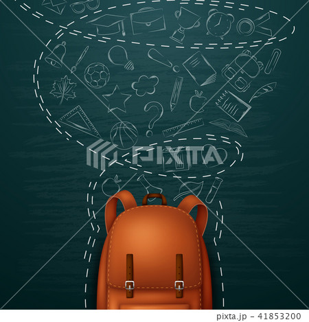 Backpack and Back to school background, with doodl 41853200