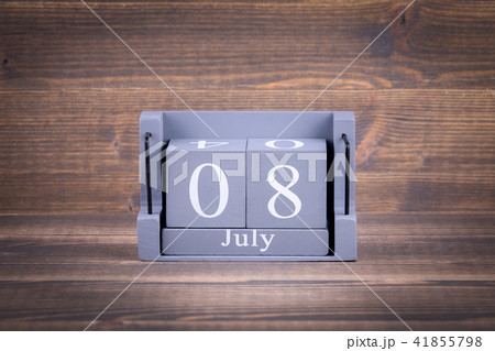 8 July. Wooden, square calendar 41855798