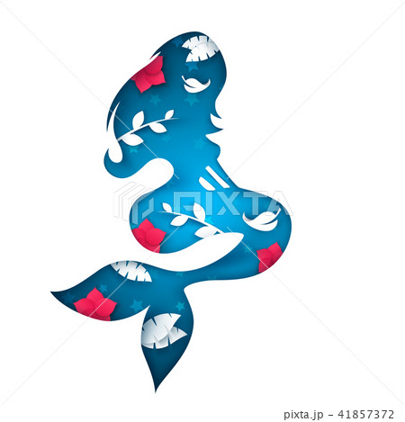 Cartoon paper sea. Mermaid illustration. 41857372