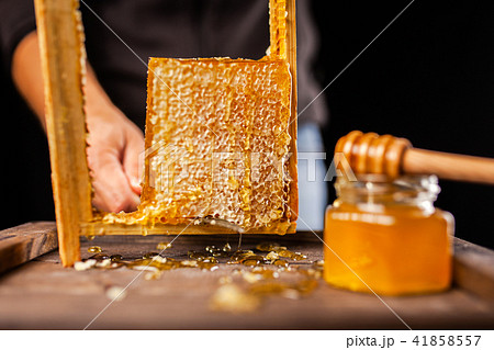 Honeycomb in a wooden frame Honeycomb in a wooden frame 41858557