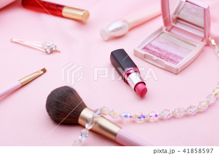 Make up products on pink background. Make up products on pink background. 41858597