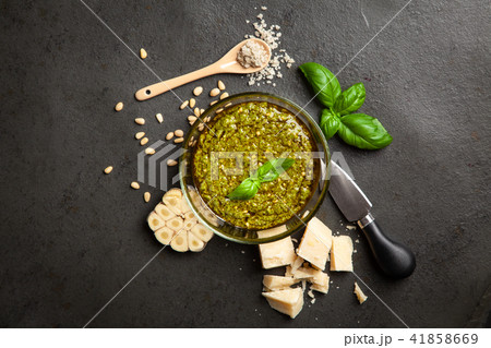 Pesto sauce in a bowl Pesto sauce in a bowl 41858669