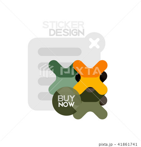 Flat design cross shape geometric sticker icon, paper style design with buy now sample text, for 41861741