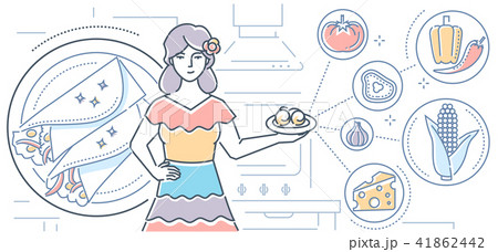 Mexican food - colorful line design style illustration Mexican food - colorful line design style illustration 41862442