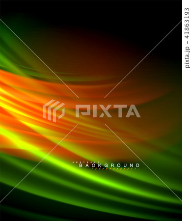 Neon glowing wave, magic energy and light motion background. Vector wallpaper template 41863193