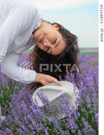 beautiful young woman is in the lavender field 41864539