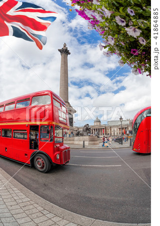 Trafalgal square with red buses in London, England 41864885
