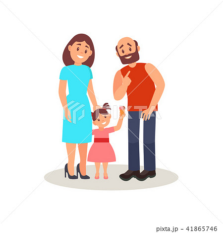 Smiling family couple and their little daughter, happy family concept vector Illustration on a white 41865746