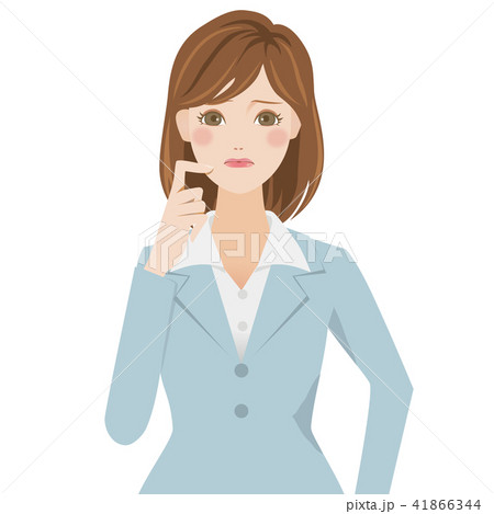 悩む若いolのイラスト素材
