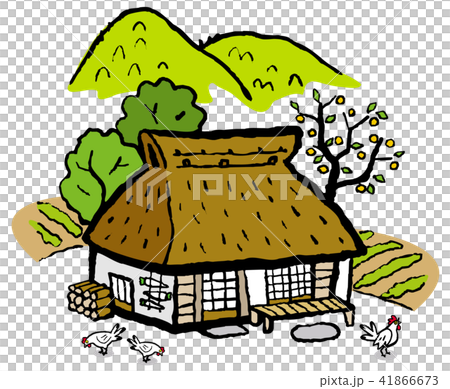 藁葺き屋根の家　懐かしき風景 41866673