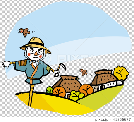 Scattered scenery from scarecrow and roof of roof house 41866677