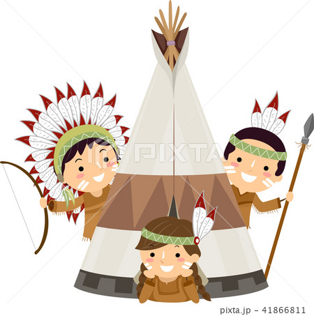 Stickman Kids Native American Tent Illustration Stickman Kids Native American Tent Illustration 41866811