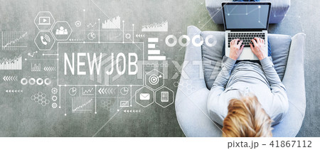 New Job with man using a laptop 41867112