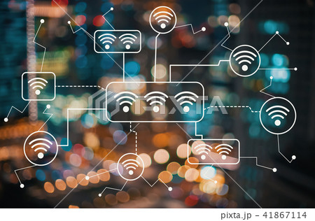 WiFi with blurred city lights 41867114