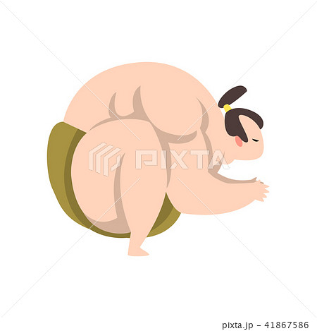 Sumo wrestler character squatting, Japanese martial art fighter vector Illustration on a white Sumo wrestler character squatting, Japanese martial art fighter vector Illustration on a white 41867586