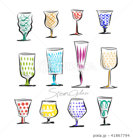 脚つきグラスいろいろのイラスト素材 脚つきグラスいろいろのイラスト素材