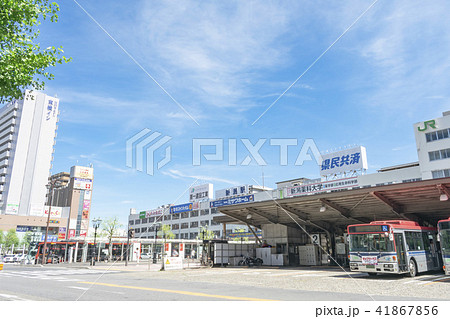 新潟駅万代口とバスターミナルの写真素材