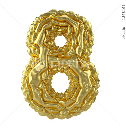Number 8 eight made of crumpled gold foil isolated on white background. 3d 41868161