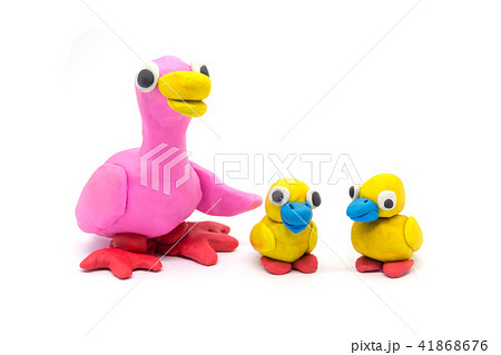Play dough Duck mather and son on white background Play dough Duck mather and son on white background 41868676