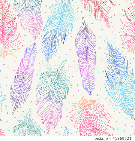 Colorful Feathers Patternのイラスト素材