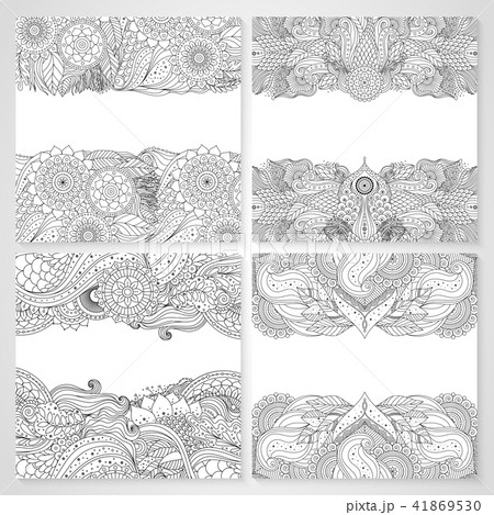Ethnic floral cards with mandala 41869530
