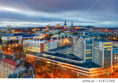 Aerial view of the night city. 41872366