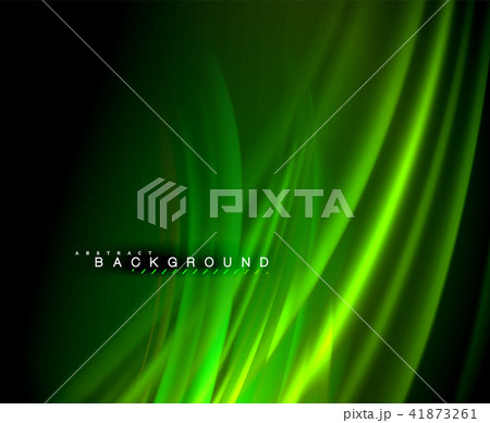 Neon glowing wave, magic energy and light motion background. Vector wallpaper template 41873261