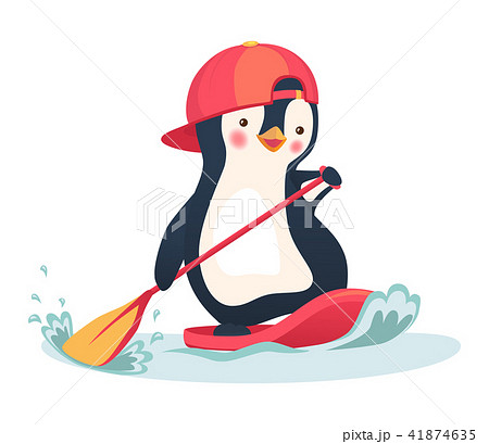 penguin floating on a SUP board 41874635