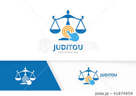 Vector libra and click logo combination. Scales and cursor symbol or icon. Unique law and digital 41874959