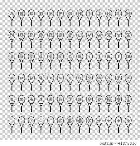 Stencil characters drawn on a tennis racket 41875316