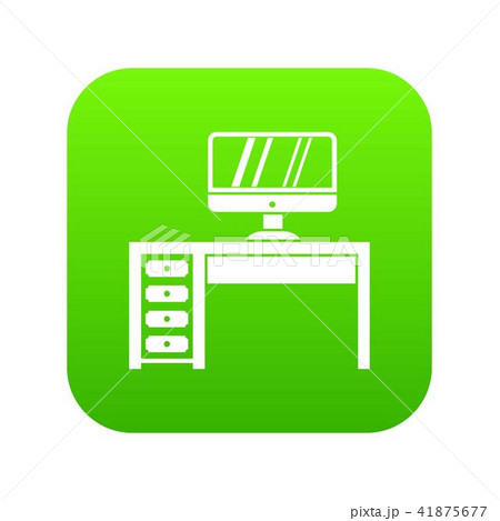 Computer desk, workplace icon digital green 41875677