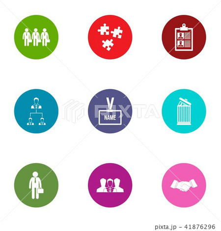 Squad icons set, flat style 41876296