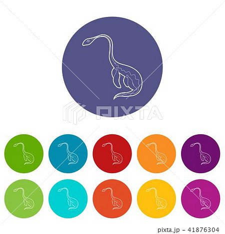 Aquatic dinosaur icons set vector color 41876304