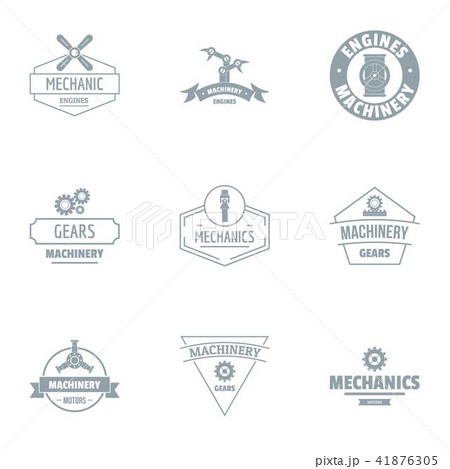 Mechanical gear logo set, simple style 41876305