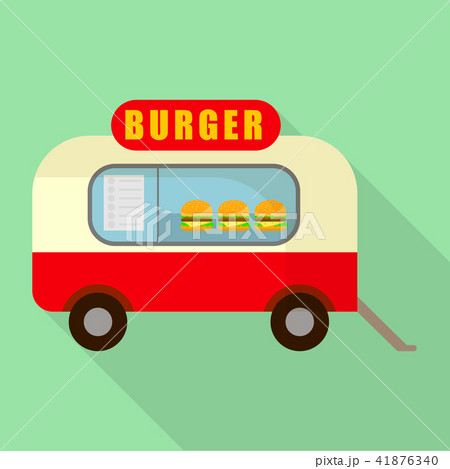 Street burger truck shop icon, flat style Street burger truck shop icon, flat style 41876340