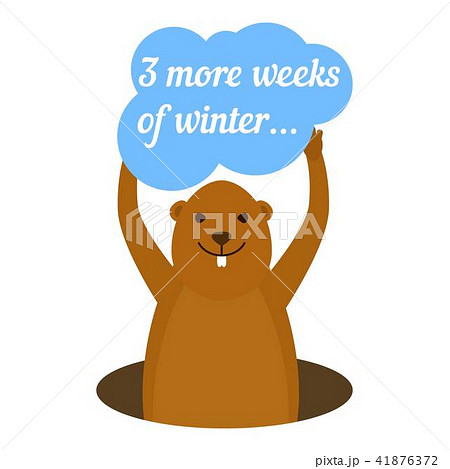Groundhog 3 more weeks of winter icon, flat style 41876372