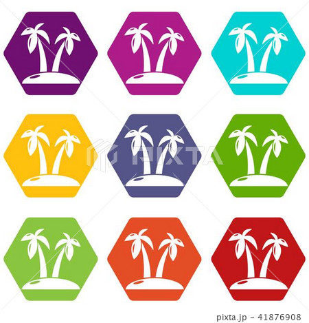 Tropical island icons set 9 vector 41876908
