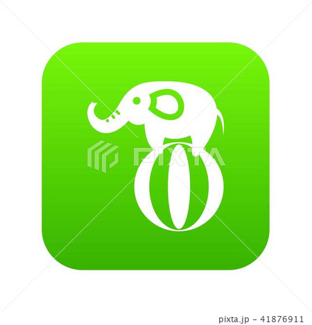 Elephant balancing on a ball icon digital green 41876911