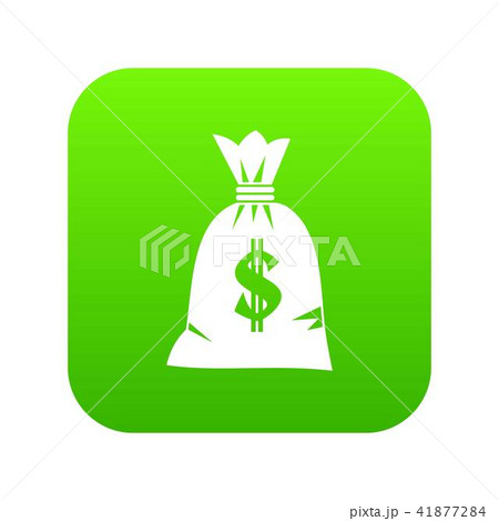 Money bag icon digital green 41877284