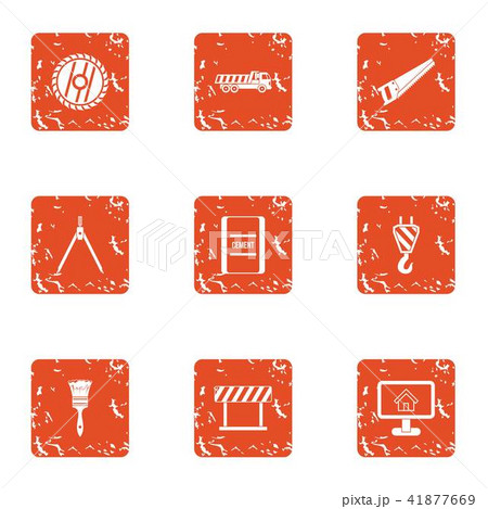 Building partition icons set, grunge style 41877669