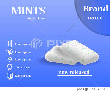Mints sugar free gums concept background, realistic style Mints sugar free gums concept background, realistic style 41877740