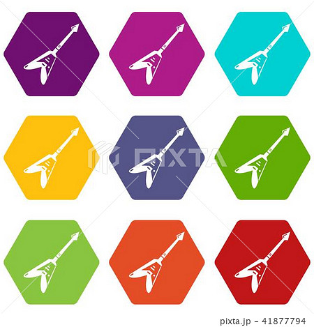 Electric guitar icons set 9 vector Electric guitar icons set 9 vector 41877794