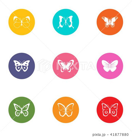 Night butterfly icons set, flat style 41877880