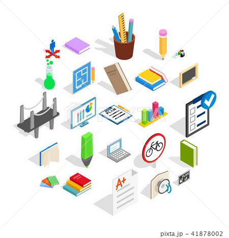 College house icons set, isometric style College house icons set, isometric style 41878002