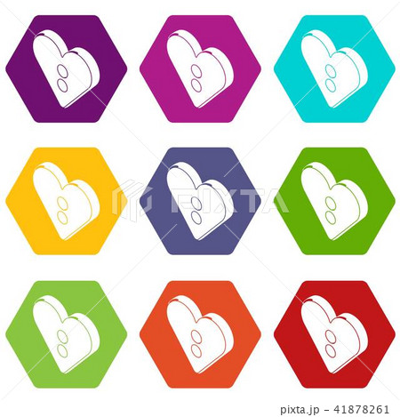 Heart clothes button icons set 9 vector Heart clothes button icons set 9 vector 41878261