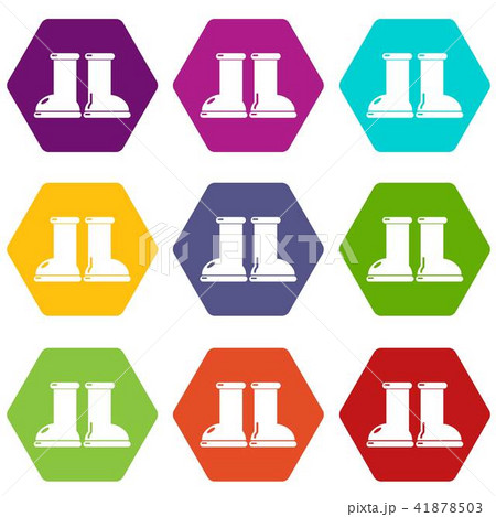 Rubber garden boots icons set 9 vector Rubber garden boots icons set 9 vector 41878503